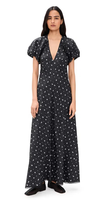 Lee Mathews Roxie Silk Dress Black