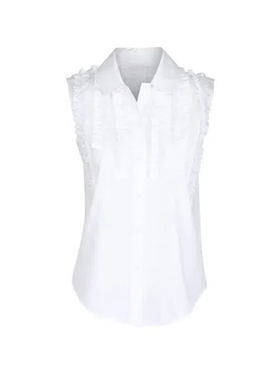 Lee Mathews Ruffled Shirt In White
