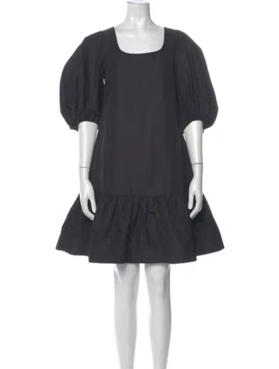Pre-owned Lee Mathews Scoop Neck Mini Dress In Gray
