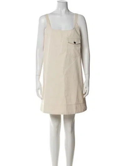 Pre-owned Lee Mathews Scoop Neck Mini Dress In Neutral