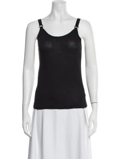 Pre-owned Lee Mathews Scoop Neck Sleeveless Top In Black