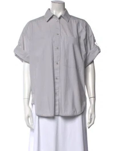 Pre-owned Lee Mathews Short Sleeve Button-up Top In Gray