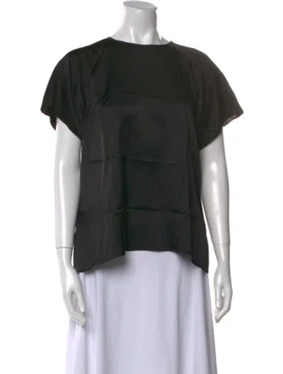 Pre-owned Lee Mathews Silk Bateau Neckline Blouse In Black