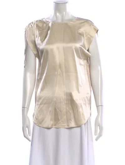 Pre-owned Lee Mathews Silk Crew Neck Blouse W/ Tags In Neutral