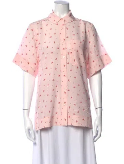 Pre-owned Lee Mathews Silk Floral Print Blouse W/ Tags In Pink