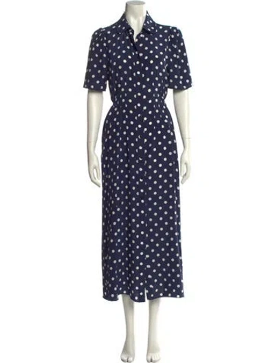 Pre-owned Lee Mathews Silk Long Dress In Blue