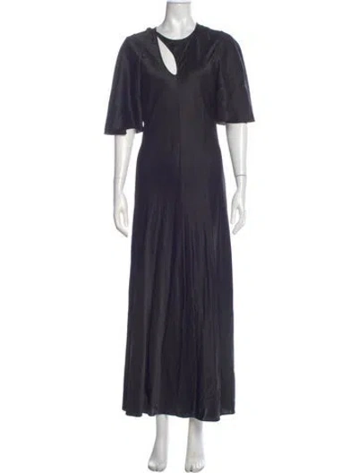 Pre-owned Lee Mathews Silk Long Dress In Blue