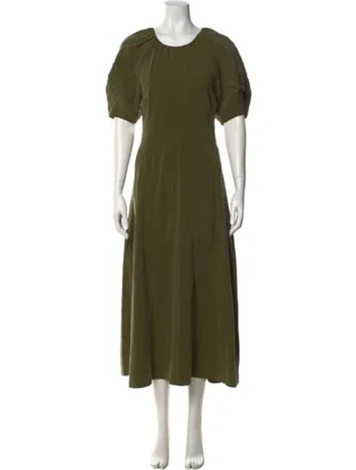 Pre-owned Lee Mathews Silk Long Dress In Green