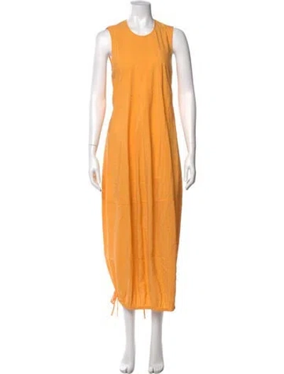 Pre-owned Lee Mathews Silk Long Dress In Yellow