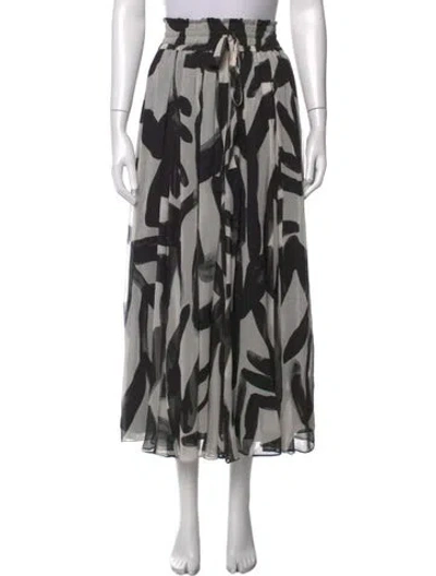 Pre-owned Lee Mathews Silk Long Skirt In Black