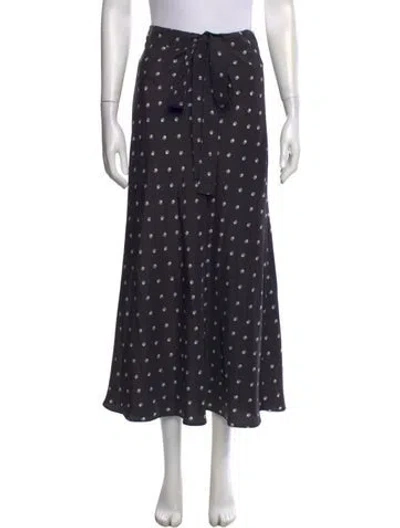 Pre-owned Lee Mathews Silk Long Skirt In Blue