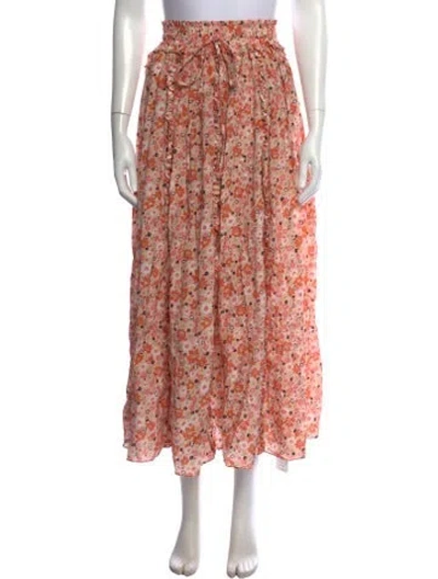 Pre-owned Lee Mathews Silk Long Skirt In Pink