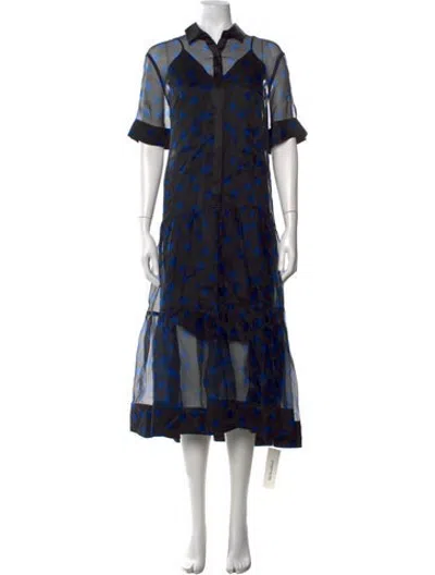 Pre-owned Lee Mathews Silk Midi Length Dress In Black