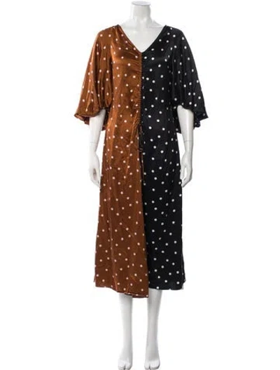 Pre-owned Lee Mathews Silk Midi Length Dress In Orange