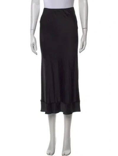 Pre-owned Lee Mathews Silk Midi Length Skirt In Black