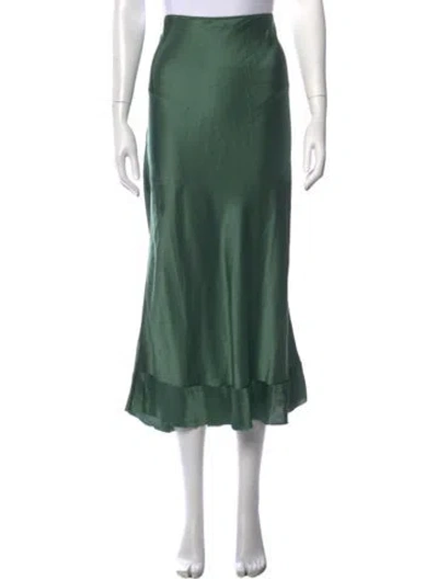 Pre-owned Lee Mathews Silk Midi Length Skirt In Green