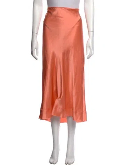 Pre-owned Lee Mathews Silk Midi Length Skirt In Orange