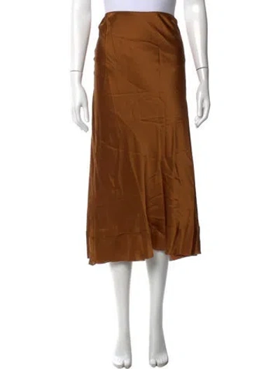 Pre-owned Lee Mathews Silk Midi Length Skirt W/ Tags In Brown