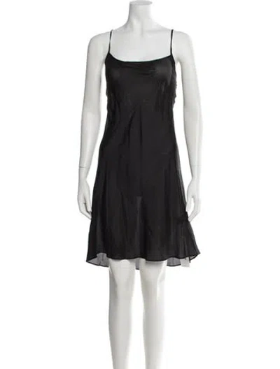 Pre-owned Lee Mathews Silk Mini Dress In Black