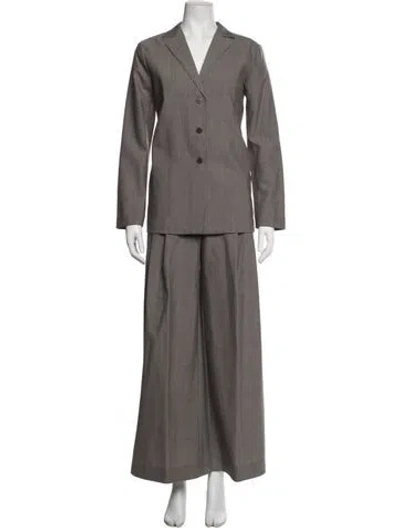 Pre-owned Lee Mathews Silk Pantsuit In Grey