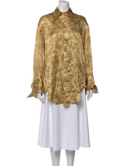 Pre-owned Lee Mathews Silk Patterned Blouse In Multi