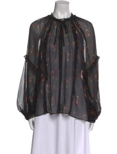Pre-owned Lee Mathews Silk Printed Blouse In Multicolor