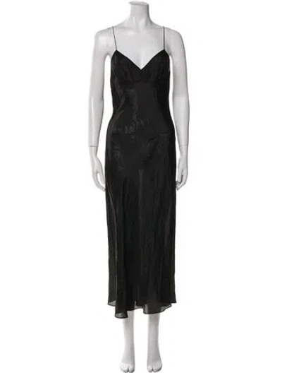 Pre-owned Lee Mathews Silk Raw-edge Trim Nightgown In Black
