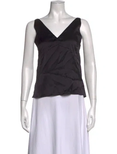 Pre-owned Lee Mathews Silk V-neck Top In Black