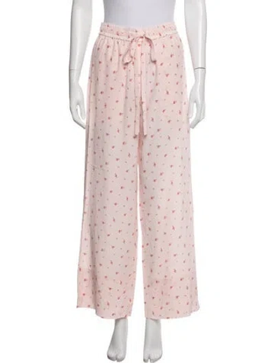 Pre-owned Lee Mathews Silk Wide Leg Pants In Pink