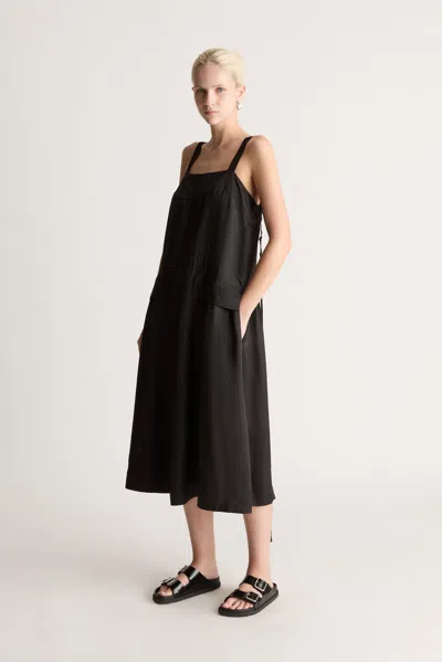 Lee Mathews Simone Apron Dress In Black