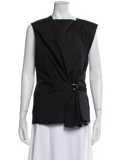Pre-owned Lee Mathews Sleeveless Belted Top In Black