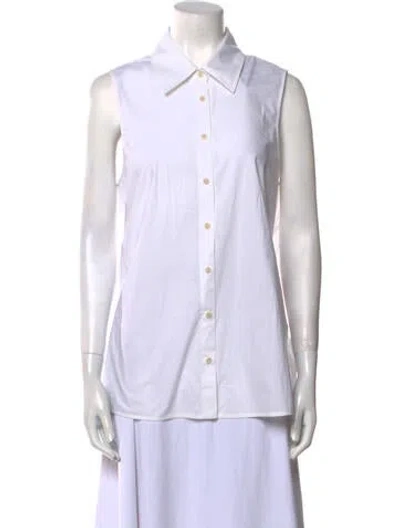 Pre-owned Lee Mathews Sleeveless Button-up Top W/ Tags In White