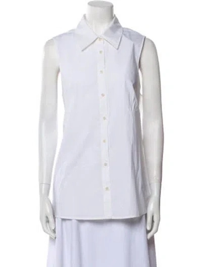 Pre-owned Lee Mathews Sleeveless Button-up Top W/ Tags In White