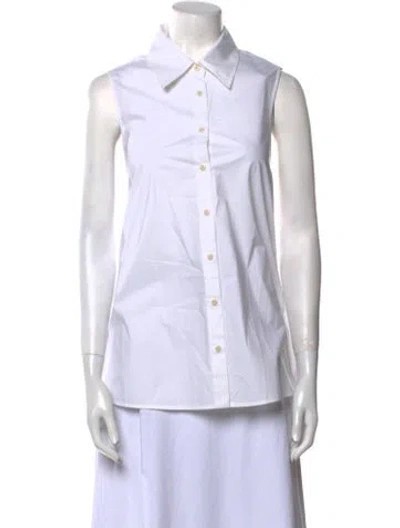 Pre-owned Lee Mathews Sleeveless Button-up Top W/ Tags In White
