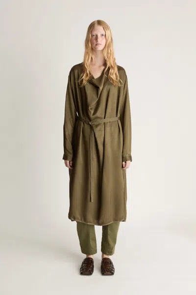 Lee Mathews Sloane Ls Drape Dress In Khaki
