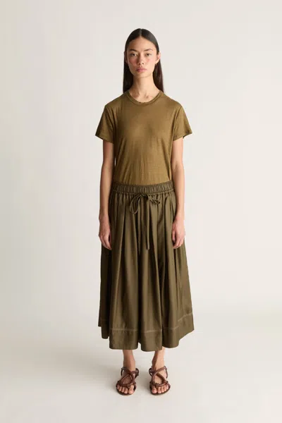 Lee Mathews Sloane Pleat Skirt In Khaki