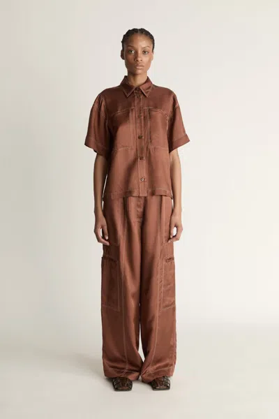 Lee Mathews Sloane Ss Shirt In Brown