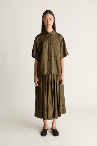 Lee Mathews Sloane Ss Shirt In Khaki