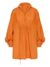 Lee Mathews Smocked Mini Day Dress In Orange