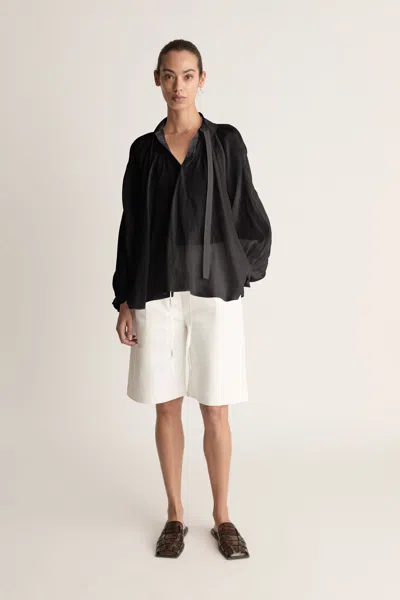 Lee Mathews Soma Balloon Sleeve Blouse In Black