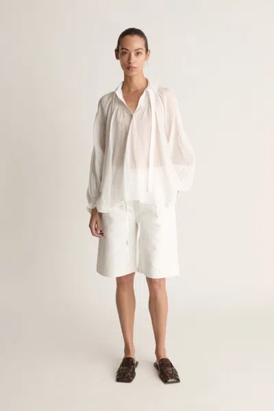Lee Mathews Soma Balloon Sleeve Blouse In Natural