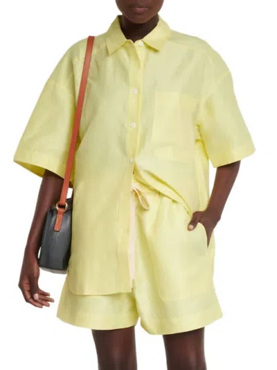 Lee Mathews Sparrow Linen Shirt In Lemon In Yellow