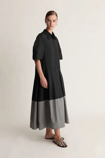 Lee Mathews Spencer Lantern Dress In Black