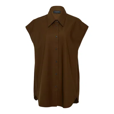 Lee Mathews Spencer Sleeveless Shirt In Brown