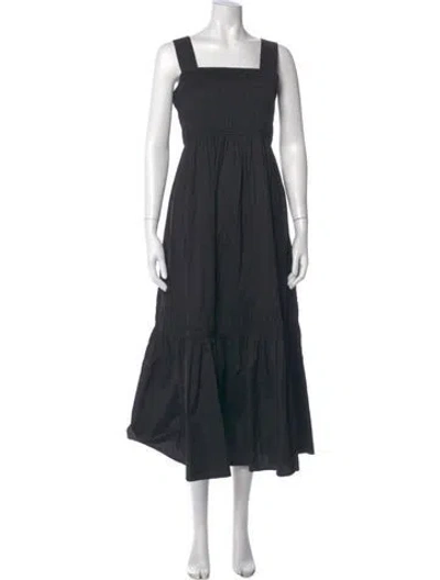 Pre-owned Lee Mathews Square Neckline Long Dress In Blue