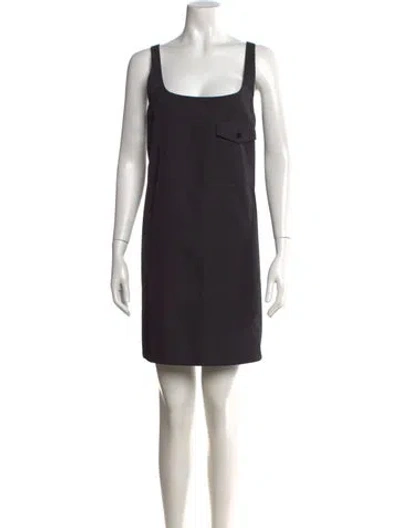 Pre-owned Lee Mathews Square Neckline Mini Dress In Black