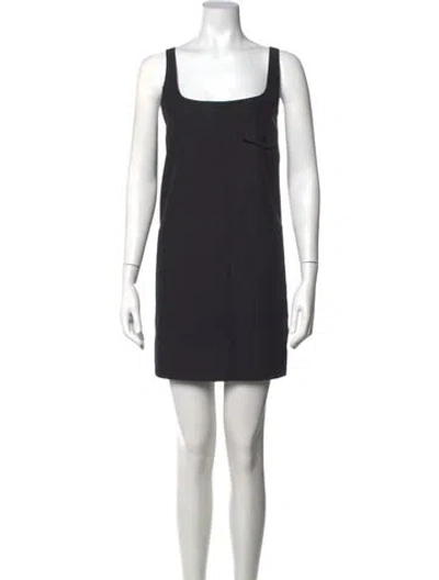 Pre-owned Lee Mathews Square Neckline Mini Dress In Black