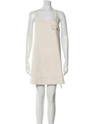 Pre-owned Lee Mathews Square Neckline Mini Dress In Neutral