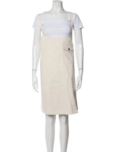 Pre-owned Lee Mathews Square Neckline Mini Dress In Neutrals