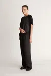 Lee Mathews Stella Silk Satin Pant In Black